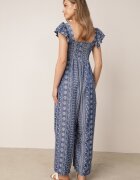 melya by melody Salopetă de vară Casual din vâscoză cu broderie etno și volănașe Paninna Albastră