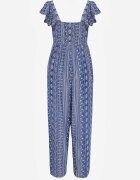 melya by melody Salopetă de vară Casual din vâscoză cu broderie etno și volănașe Paninna Albastră