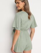 melya by melody Salopetă din bumbac verde închis cu decolteu petrecut și curea din material în talie Viklie