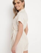 melya by melody Salopetă tip rochie petrecută bej deschisă mini de vară din bumbac și in Liorra