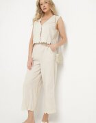 melya by melody Set Bej deschis din Bumbac Vestă și Pantaloni Decorat cu Broderie Sesitria