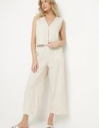 melya by melody Set Bej deschis din Bumbac Vestă și Pantaloni Decorat cu Broderie Sesitria
