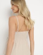 melya by melody Top Bej din Bumbac cu Bretele Decorat cu Broderie și Nasturi Linorella