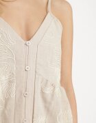 melya by melody Top Bej din Bumbac cu Bretele Decorat cu Broderie și Nasturi Linorella