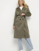 melya by melody Trenci Lung Verde închis cu un croi clasic cu curea Nasde