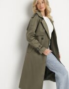 melya by melody Trenci Lung Verde închis cu un croi clasic cu curea Nasde