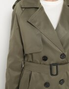 melya by melody Trenci Lung Verde închis cu un croi clasic cu curea Nasde