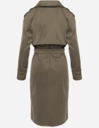 melya by melody Trenci Lung Verde închis cu un croi clasic cu curea Nasde