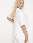 melya by melody Tricou Alb-Bej din Bumbac Decorat cu Broderie în Formă de Inimi Naloree