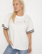 melya by melody Tricou Alb din Bumbac Oversize cu decor la mâneci Milatia
