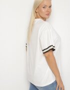 melya by melody Tricou Alb din Bumbac Oversize cu decor la mâneci Milatia