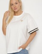 melya by melody Tricou Alb din Bumbac Oversize cu decor la mâneci Milatia