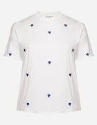 melya by melody Tricou din Bumbac Albastru-Alb Decorat cu Broderie în formă de Inimi Naloree