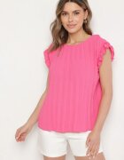 melya by melody Tricou Top Fucsia Plisat cu Mânecă Scurtă Cevaga