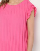 melya by melody Tricou Top Fucsia Plisat cu Mânecă Scurtă Cevaga
