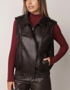 melya by melody Vestă Casual cu aspect de piele cu guler Elouise Maro