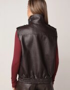melya by melody Vestă Casual cu aspect de piele cu guler Elouise Maro