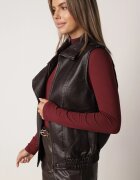 melya by melody Vestă Casual cu aspect de piele cu guler Elouise Maro