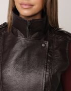 melya by melody Vestă Casual cu aspect de piele cu guler Elouise Maro