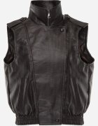 melya by melody Vestă Casual cu aspect de piele cu guler Elouise Maro