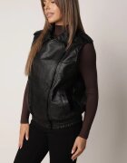 melya by melody Vestă Casual cu aspect de piele cu guler Elouise Neagră