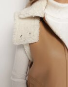 melya by melody Vestă maro deschis din piele ecologică decorată cu blăniță Lilkana