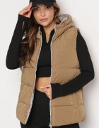 melya by melody Vestă reversibilă bej cu glugă și matlasată Delise