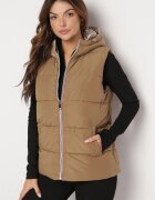 melya by melody Vestă reversibilă bej cu glugă și matlasată Delise