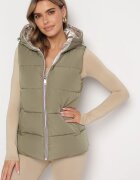 melya by melody Vestă Reversibilă Verde cu Glugă și Matlasată Delise