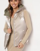 melya by melody Vestă Reversibilă Verde cu Glugă și Matlasată Delise
