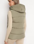 melya by melody Vestă Reversibilă Verde cu Glugă și Matlasată Delise