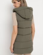 melya by melody Vestă Verde Închisă Lungă Matlasată cu Glugă Fixă Celinesta