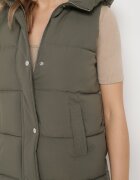 melya by melody Vestă Verde Închisă Lungă Matlasată cu Glugă Fixă Celinesta