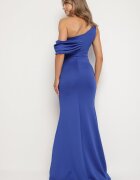 messaya Rochie Bleumarin De cocktail cu top asimetric și drapaj decorativ Flamelia