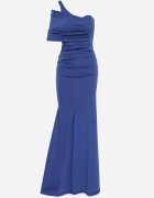 messaya Rochie Bleumarin De cocktail cu top asimetric și drapaj decorativ Flamelia