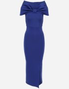 messaya Rochie bleumarin Maxi fără bretele cu fundă decorativă și șliț Marigore