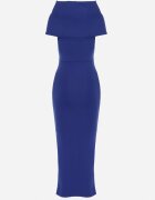 messaya Rochie bleumarin Maxi fără bretele cu fundă decorativă și șliț Marigore
