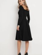 messaya Rochie Cloche Midi Neagră cu nasturi decorativi Aramita