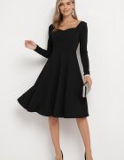 messaya Rochie Cloche Midi Neagră cu nasturi decorativi Aramita