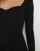 messaya Rochie Cloche Midi Neagră cu nasturi decorativi Aramita