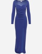 messaya Rochie de cocktail bleumarin cu decolteu petrecut cu fir metalic și șliț Emirielle