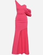 messaya Rochie de cocktail Fucsia cu partea superioară asimetrică și drapaj decorativ Flamelia