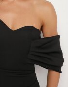 messaya Rochie de cocktail neagră cu partea superioară asimetrică și drapaj decorativ Flamelia