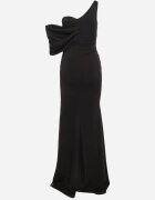 messaya Rochie de cocktail neagră cu partea superioară asimetrică și drapaj decorativ Flamelia