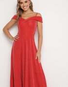 messaya Rochie de cocktail roșie cu bretele cu umerii căzuți Emariana
