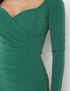 messaya Rochie de cocktail verde închis cu decolteu petrecut cu fir metalic și șliț Emirielle