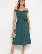messaya Rochie Elegantă Verde cu croială spaniolă cu cordon din material Xaelia