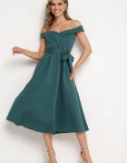 messaya Rochie Elegantă Verde cu croială spaniolă cu cordon din material Xaelia