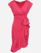 messaya Rochie fucsia cu decolteu petrecut cu croială mulată cu volan Seratella