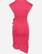 messaya Rochie fucsia cu decolteu petrecut cu croială mulată cu volan Seratella